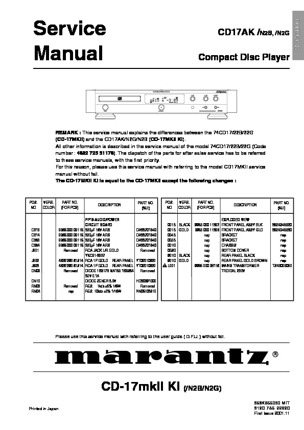 CD17AK Marantz cd player pdf CD17AK Marantz cd player pdf