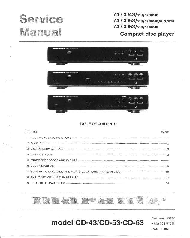 CD63SM Marantz compact disc player pdf CD63SM Marantz compact disc player pdf