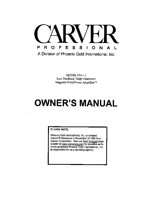 Carver PM1 5 pdf Carver PM1 5 pdf