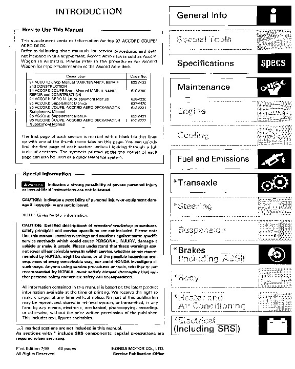 1997_honda accord coupe aerodeck supplement pdf HONDA