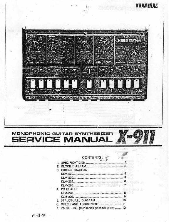 KORG X 911 Guitar Synthesizer pdf KORG X 911 Guitar Synthesizer pdf