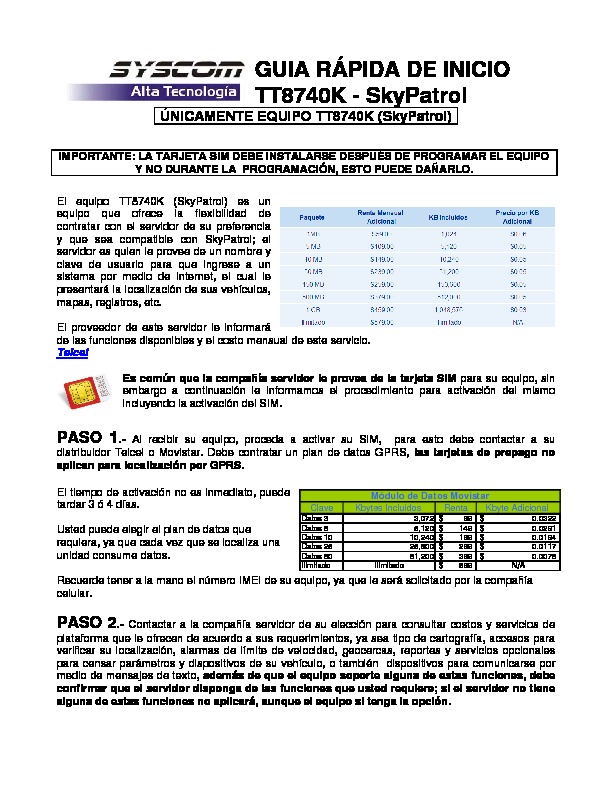 guia de inicio rapido TT8740K SkyPatrol pdf guia de inicio rapido TT8740K SkyPatrol pdf