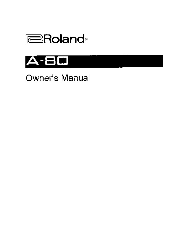 Roland A 80 Manual del Usuario pdf Roland A 80 Manual del Usuario pdf