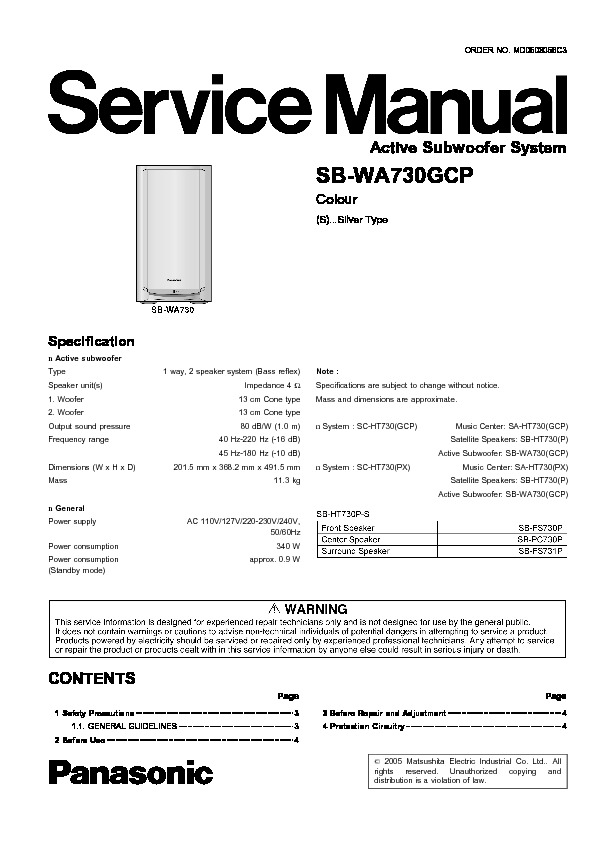 Panasonic SB WA730 pdf Panasonic SB WA730 pdf