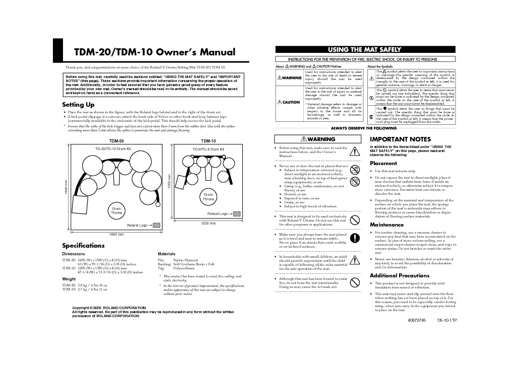 Roland TDM 10 Manual del Usuario pdf Roland TDM 10 Manual del Usuario pdf