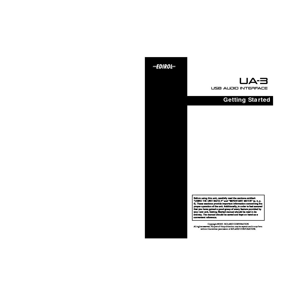 Roland UA 3 Manual del Usuario pdf Roland UA 3 Manual del Usuario pdf