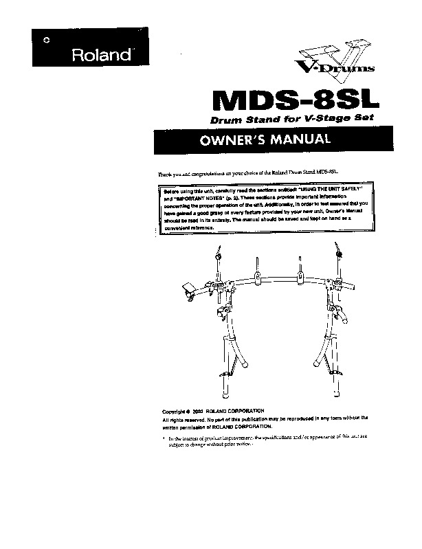 Roland MDS 8SL Manual del Usuario pdf Roland MDS 8SL Manual del Usuario pdf