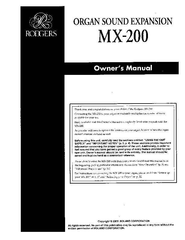Roland MX 200 Manual del Usuario pdf Roland MX 200 Manual del Usuario pdf