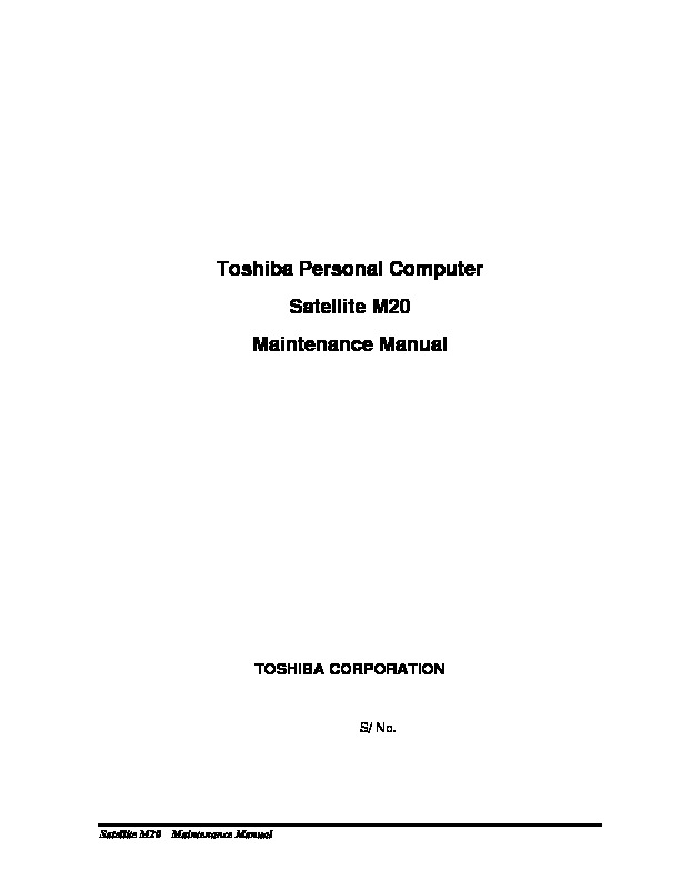 Notebook Toshiba satellite m20 Manual de Servicio pdf Toshiba