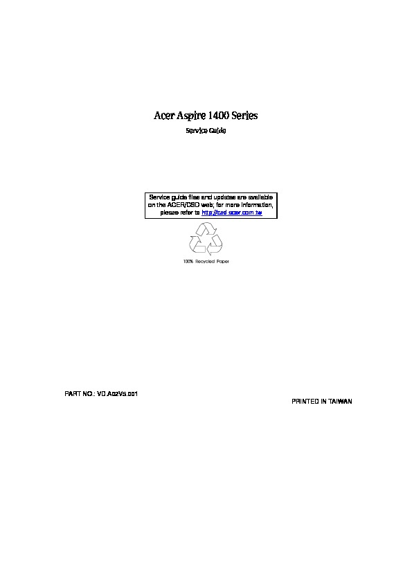 Acer Aspire 1400sg pdf Acer Acer Aspire 1400 Series