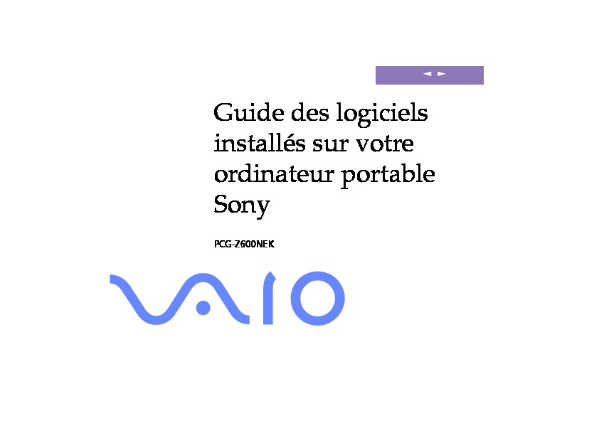 Sony Vaio Manual del Usuario Z600NEK S Frances pdf SONY