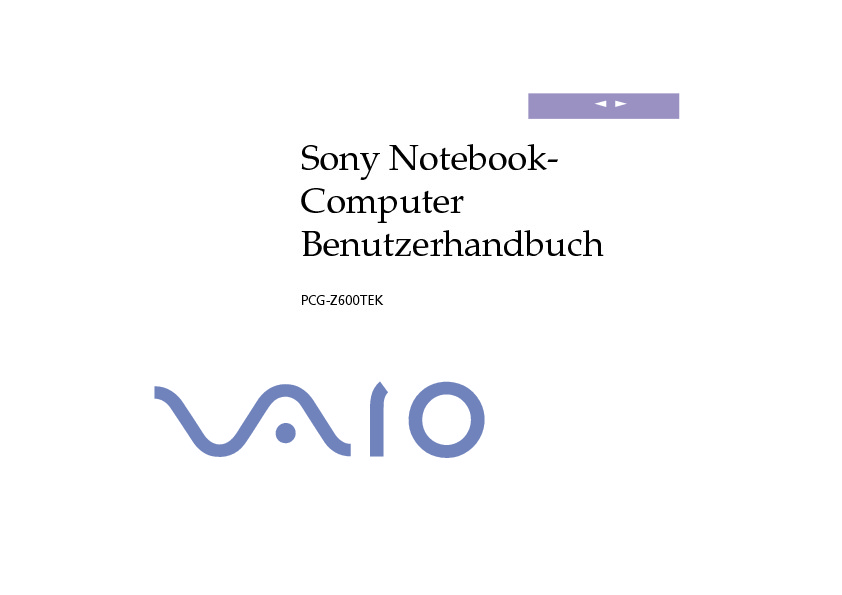 Sony Vaio Manual del Usuario Z600TEK H Aleman pdf SONY