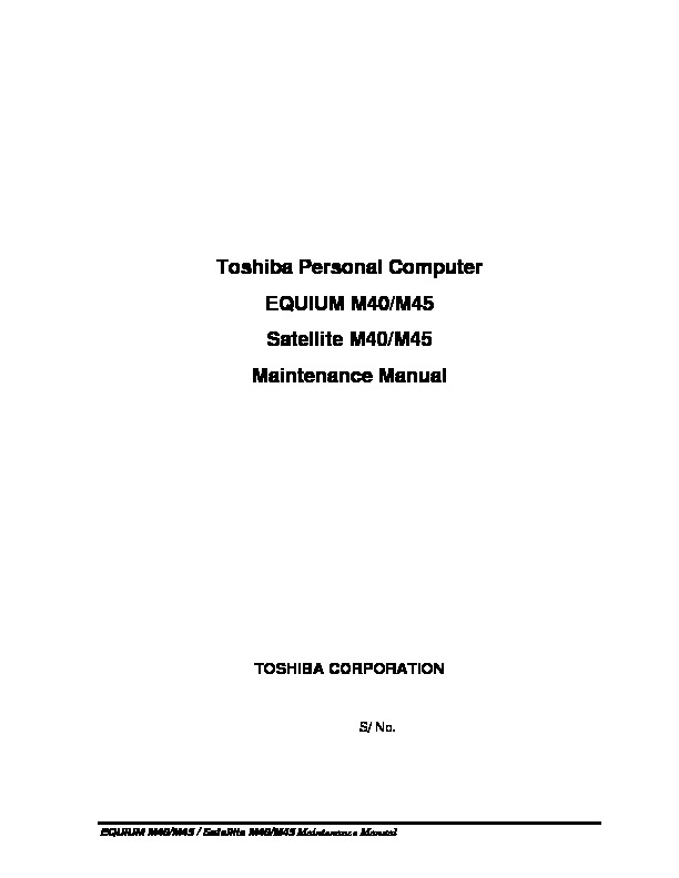 Notebook Toshiba equium m40 m45 satellite m40 m45 Manual de Servicio pdf Toshiba