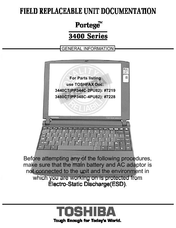 Notebook Toshiba portege 3400 Manual de Servicio pdf Toshiba