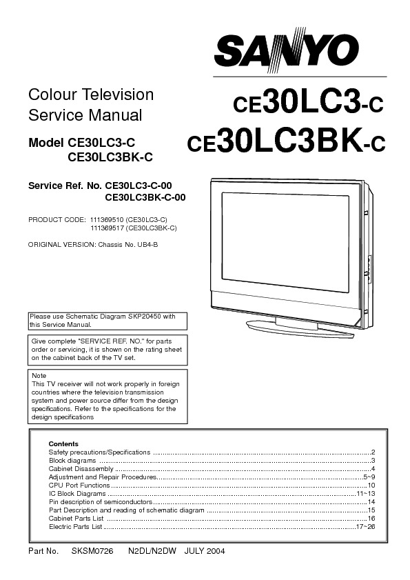 SANYO UB4B CHASSIS CE30LC3C LCD TV SM.pdf