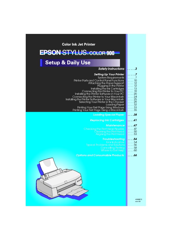 Epson Stylus Color 900 Instalacion Uso Diario Pdf Epson Diagramas 7524