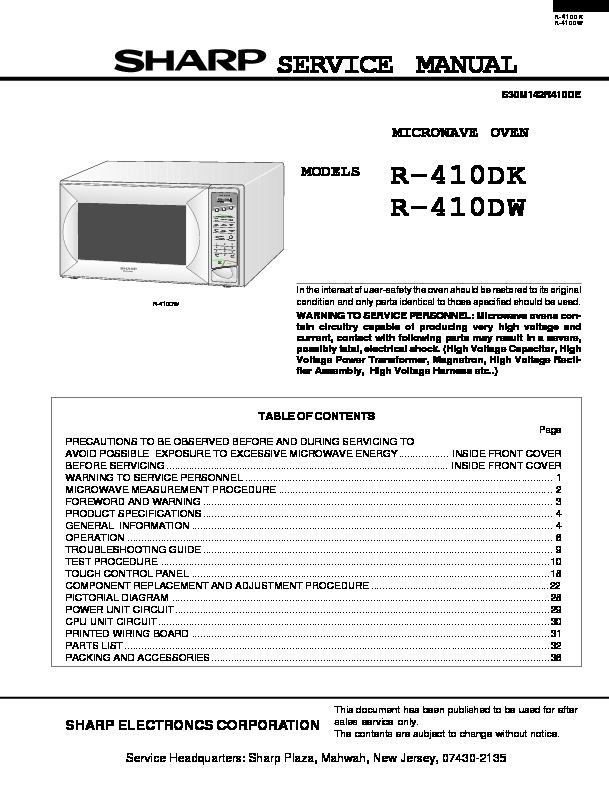R-410DKDW.pdf SHARP R-410DK, R-410DW.