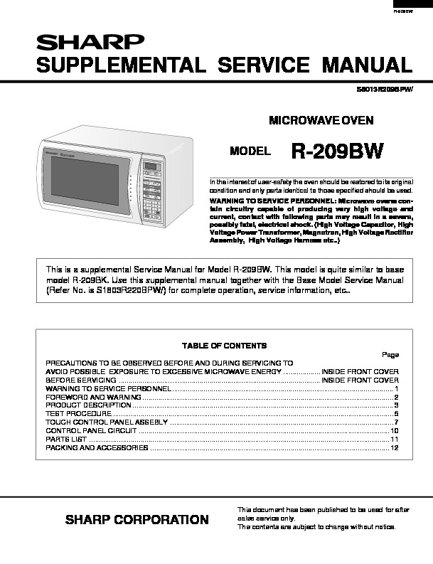 R209BW.pdf SHARP R-209BW