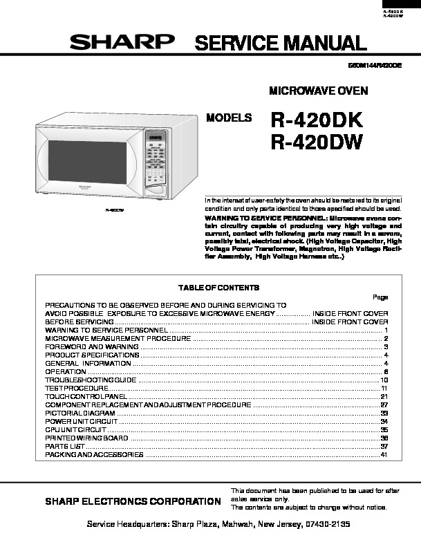 R420DKDW SM.pdf SHARP R-420DK, R-420DW