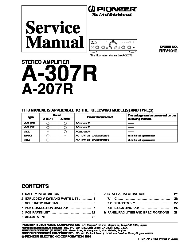 Pioneer A 207R A 307R Amplifier SM.pdf