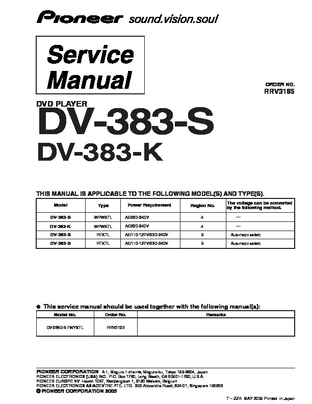 Pioneer DV-383 DVD player.pdf Pioneer DV-383-S, DV-383-K