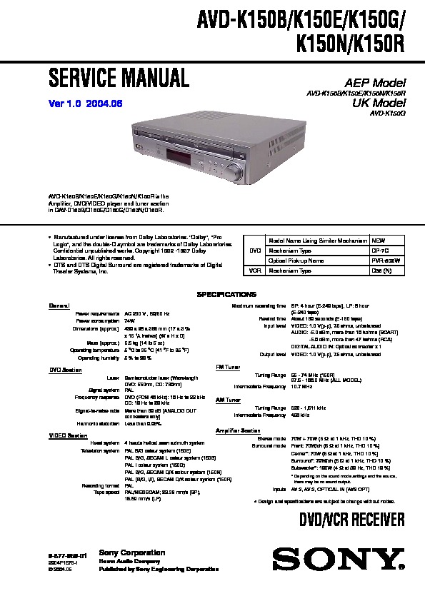 Sony DVD VCR AVD-K150 DAV-D150.pdf SONY