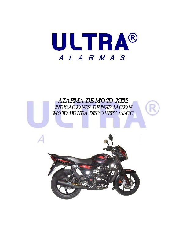 Manual de instalacion-modelo XT22 en Discovery 135.pdf XT22 Alarma para moto Ultra XT22