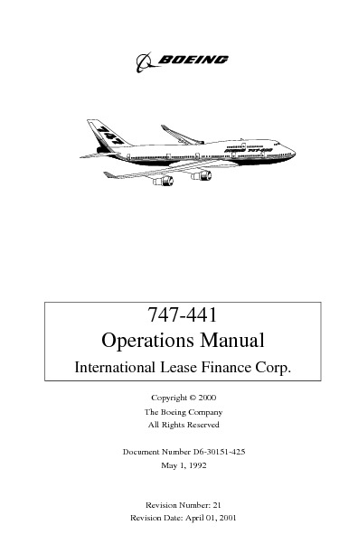 747-441 Operations Manual – Boeing  2000 .pdf Boeing 747-400 manual