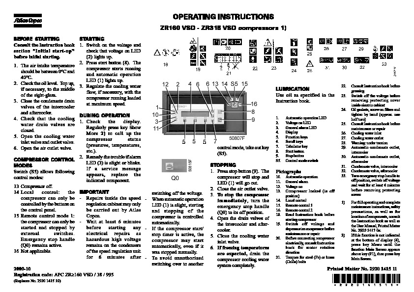 ZR OPERACION INTRUCTION.pdf Atlas Copco ZR160 VSD y ZR315 VSD Compressors 1