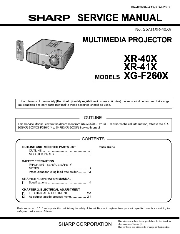 XR40 XR41 XGF260X.pdf Sharp XR-40X, XR-41X, XG-F260X