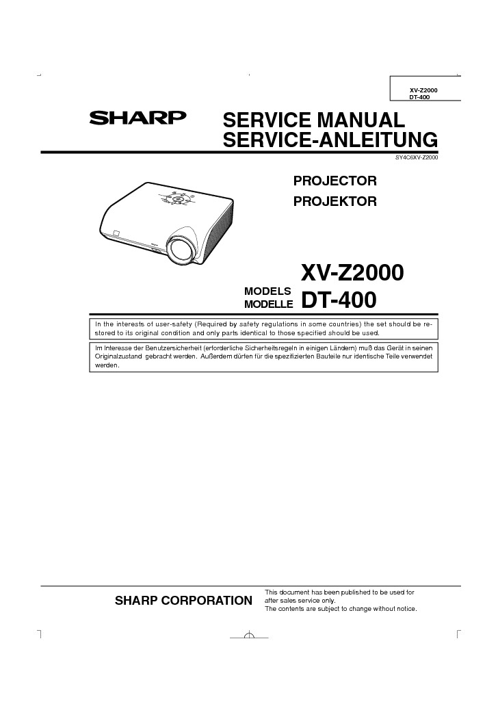 XVZ2000.pdf Sharp XV-Z2000, DT-400