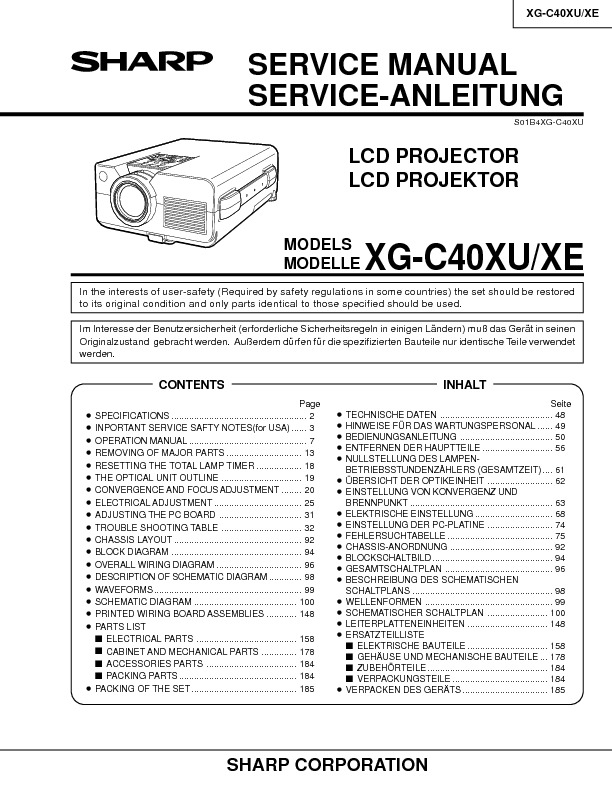 XGC40XU.pdf Sharp XG-C40XU, XG-C40XE