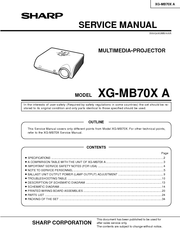 XGMB70XA.pdf Sharp XG-MB70X A