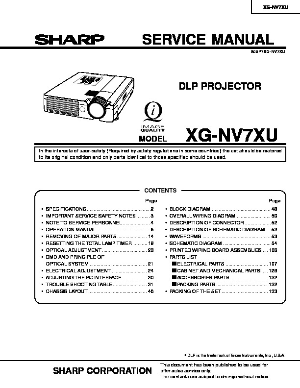 XGNV7XU.pdf Sharp XG-NV7XU