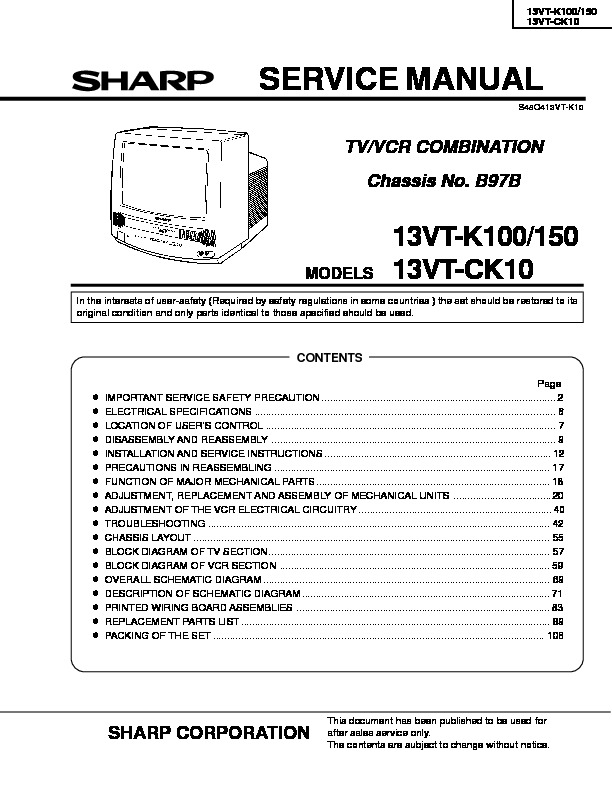 13VTK100.pdf SHARP 13VT-K100/150 y 13VT-CK10 B97B