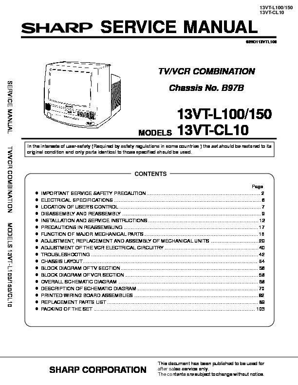 13VTL100.pdf SHARP 13VT-L100, 13VT-L150, 13VT-CL10 B97B