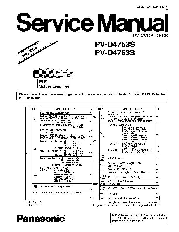 PV-D4953S.pdf Panasonic PV-D4743S Y PV-D4763S