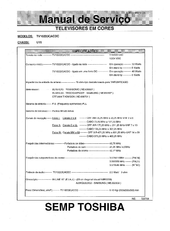 Toshiba chasis U15 pdf Toshiba chasis U15 pdf