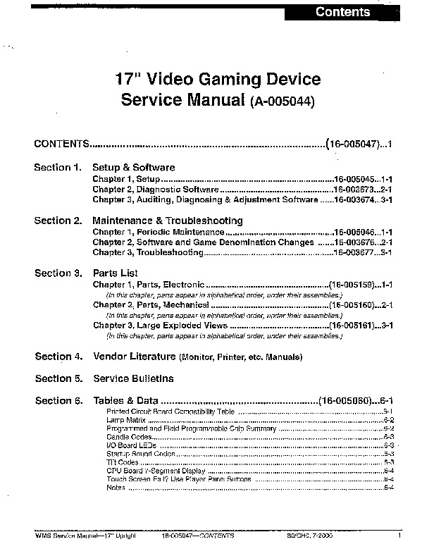 WMS Upright Gaming Devices Model 55X Service Manual A 005044 pdf WMS Upright Gaming Devices Model 55X Service Manual A 005044 pdf