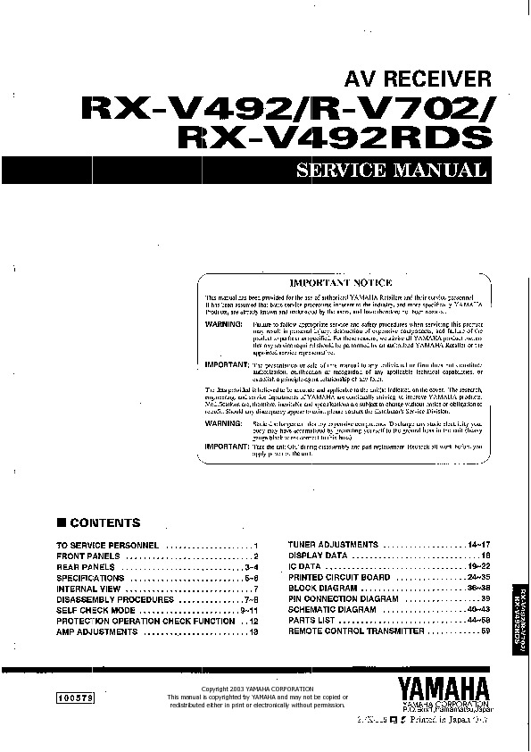 yamaha rx v492 v492rds r v702 pdf yamaha rx v492 v492rds r v702 pdf