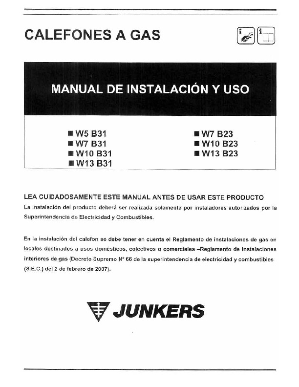 Calefon Junkers Ionizado 5 7 lts pdf Calefon Junkers Ionizado 5 7 lts pdf