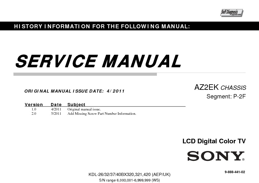 SONY chassis AZ2EK pdf SONY chassis AZ2EK pdf