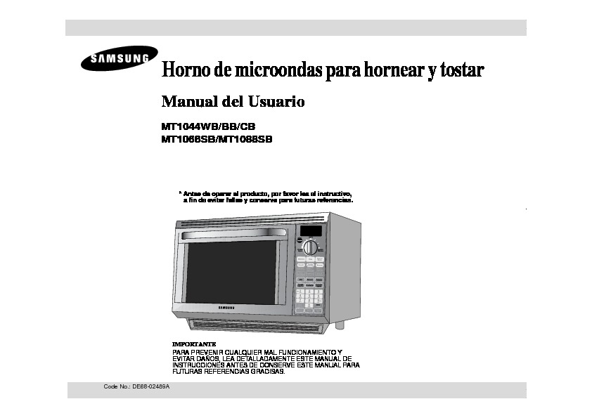 Manual Horno Samsung MT1044WB pdf Manual Horno Samsung MT1044WB pdf