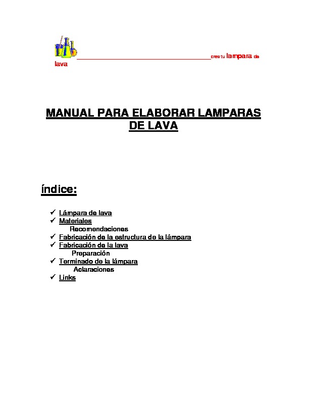 916055 Manual para crear una lampara de lava pdf 916055 Manual para crear una lampara de lava pdf