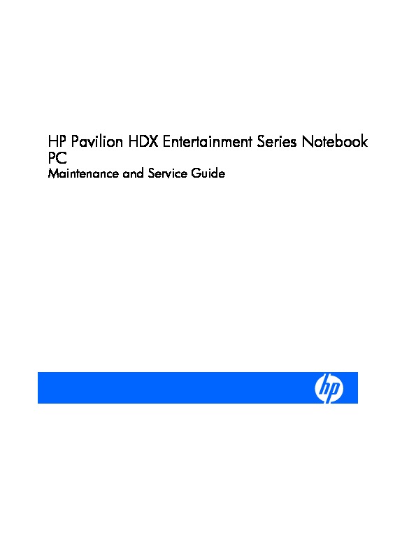 HP Pavilion HDX     Series pdf HP Pavilion HDX     Series pdf