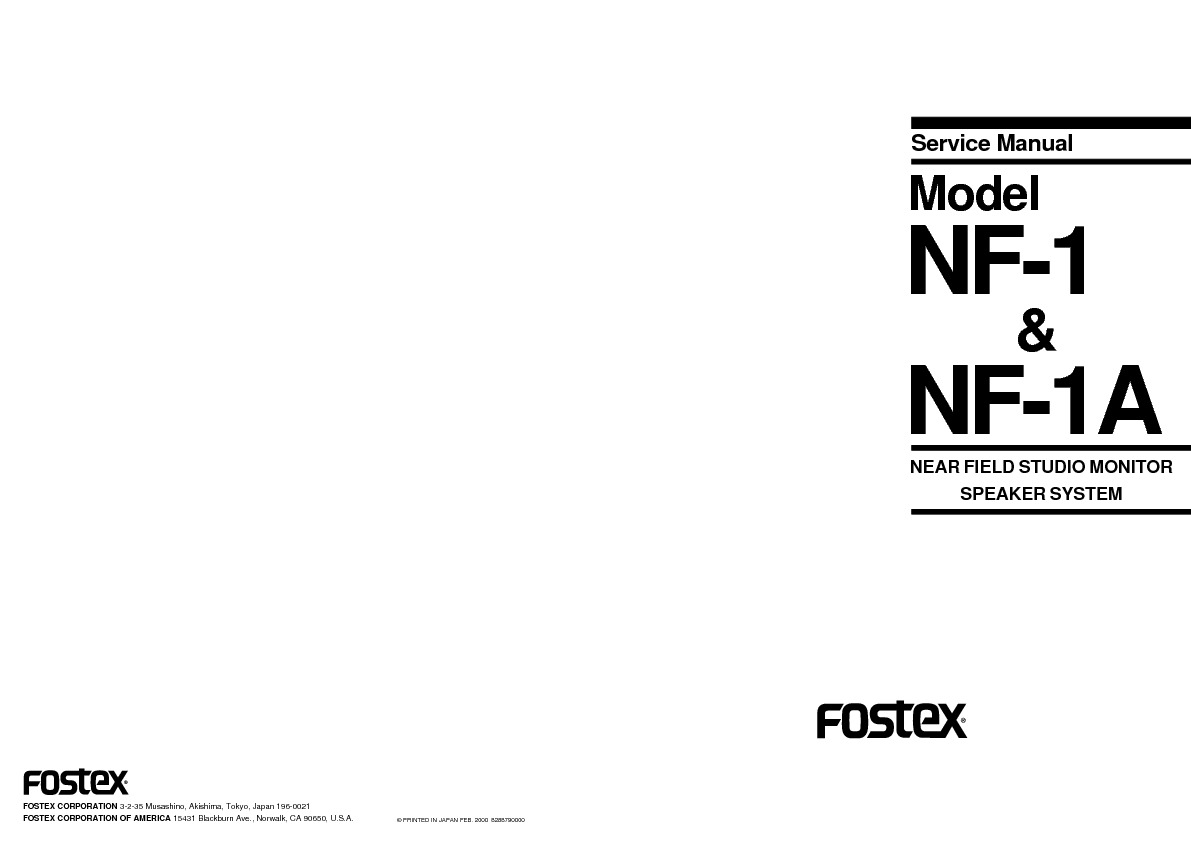 FOSTEX NF1 STUDIO MONITOR service manual pdf FOSTEX NF1 STUDIO MONITOR service manual pdf