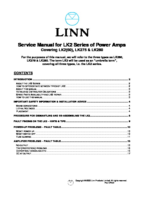 Linn LK2 audio sm pdf Linn LK2 audio sm pdf